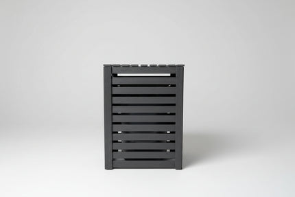 Critter-proof single garbage bin shed built with sustainable composite plastic and a reinforced aluminum frame