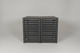A modern, double 360-litre garbage bin enclosure made from durable recycled plastic lumber.